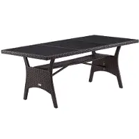 Casaria Table en résine tressée de jardin Takeo marron 190x90x75cm WPC