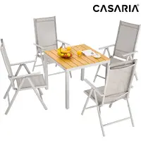 Casaria Table et chaises de jardin Bern crème en alu et composite