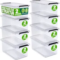 Deuba 8x Boîte de rangement plastique 20x15x12cm 2L