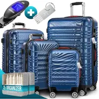 Monzana Ensemble de valises rigides Baseline 4 pièces bleu ABS Accessoires