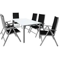 Casaria Table et chaises de jardin Bern noir gris en alu 7pcs