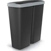 Monzana Double poubelle cuisine 2x25 litres 2 compartiments couvercle bouton corbeille papier bureau déchetstri sélectif recyclage noir-anthracite