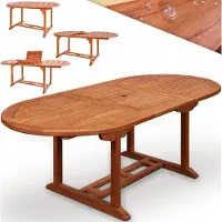 Casaria Table en bois d'eucalyptus FSC Vanamo 200cm pour jardin