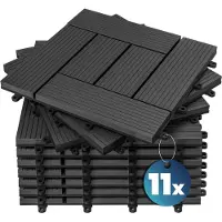 Casaria 11x Dalles clipsables anthracite en composite WPC 30x30cm
