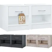 Casaria 2x Table de chevet blanc 41x39x28cm avec tiroir