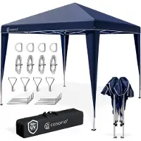 Casaria Tonnelle de jardin pliable Capri 3x3m Pop-Up protection UV 50+ imperméable sac camping pavillon de jardin tente réception tente pliante bleu
