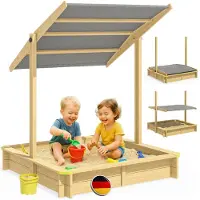 Spiel Werk Bac à sable Samu 120x120cm en bois toit protection UV50+