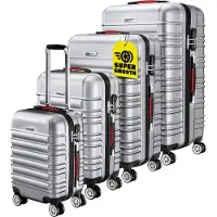 Monzana Set de 4x Valises Rigides Argenté S/M/L/XL