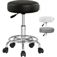 Casaria Tabouret à roulettes pivotant 360° Noir