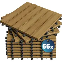 Casaria Dalles de terrasse en bois d’eucalyptus 66 Pcs 30x30cm