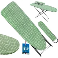 KOTARBAU Planche à Repasser Pliable Table à Repasser 118 x 36 cm Jeannette Repassage Manches Repose-Fer Réglable en Hauteur Housse Verte