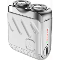 Zelurxx Rasoir électrique 2-en-1 pour homme, format de voyage compact, tête magnétique, recharge rapide USB-C, étanche, 9 000 tr/min, tondeuse à barbe, blanc