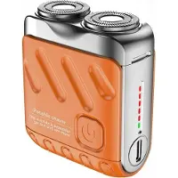 Zelurxx Rasoir électrique 2-en-1 pour homme, format de voyage compact, tête magnétique, recharge rapide USB-C, étanche, 9 000 tr/min, tondeuse à barbe, orange