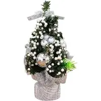OEM Mini sapin de Noël de 20 cm, lot comprenant des boules en verre colorées et des décorations florales pour sapin de Noël, idéal pour les fêtes de fin d'année (argent)