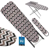 KOTARBAU Planche à Repasser Pliable Table à Repasser 118 x 36 cm Jeannette Repassage Manches Repose-Fer Réglable en Hauteur Motif Zigzag