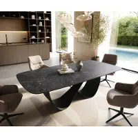 DELIFE Table à manger Edge Boot 240x120 cm Céramique Laminam Nero Greco Anthracite Infinity Métal Noir