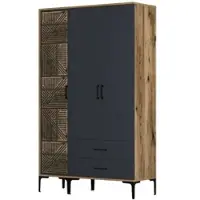 Dmora Awty - Armoire 3 Portes, 120x48 cm Noyer Marron, Porte-vêtements