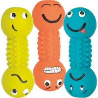 Trixie 3x Haltère smiley en latex avec couineur 19cm