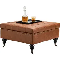 Vevor Pouf de rangement carré en cuir