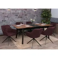 Mendler Lot de 6 chaises de salle à manger HWC-O47, chaise de cuisine avec accoudoirs, tissu 270 g/m² bordeaux