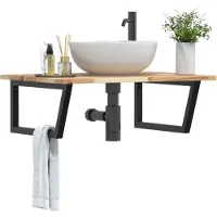 vidaXL Etagère de lavabo murale acier et acacia - miroir de salle de bain 3302891