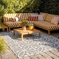 FRAAI Tapis d'extérieur | Summer Pattern Gris | 280x380cm | Gris | Rectangulaire | Tapis d'extérieur