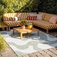 FRAAI Tapis d'extérieur | Summer Swirl Vert | 80x150cm | Vert | Rectangulaire | Tapis d'extérieur