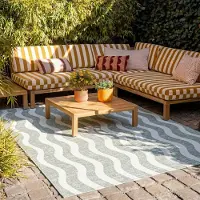 FRAAI Tapis d'extérieur - Summer Waves Vert | 240x330 cm | Rectangulaire | Tissage plat