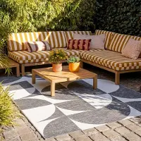 FRAAI Tapis d'extérieur | Summer Shapes Gris | 120x170cm | Gris | Rectangulaire | Tapis d'extérieur