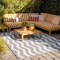 FRAAI Tapis d'extérieur | Summer Waves Gris | 160x230cm | Gris | Rectangulaire | Tapis d'extérieur