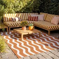 FRAAI Tapis d'extérieur | Summer Waves Terracotta | 240x330cm | Terracotta | Rectangulaire | Tapis d'extérieur