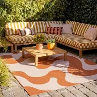 FRAAI Tapis d'extérieur | Summer Swirl Terracotta | 200x290cm | Terracotta | Rectangulaire | Tapis d'extérieur