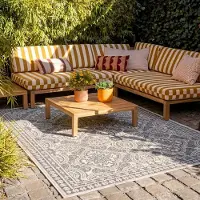 FRAAI Tapis d'extérieur | Summer Oriental Gris | 280x380cm | Gris | Rectangulaire | Tapis d'extérieur