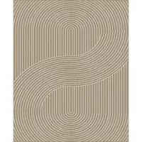 Teppichhome24 Tapis d'extérieur à motifs graphiques, résistant aux intempéries, pour terrasse ou balcon, beige, dimensions : 80 x 200 cm