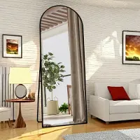 UnboxG Miroir à poser de 165 × 60 cm avec cadre noir, grand miroir mural à poser, à appuyer ou à suspendre, miroir de sol pour chambre à coucher, salon