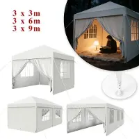 UISEBRT 3x3m Tente de réception Pavillon étanche stable de jardin anti-UV avec parties latérales et grandes fenêtres Tente de jardin chapiteau pour jardin fête blanc