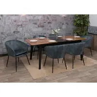 Mendler Lot de 6 chaises de salle à manger HWC-O28, chaise de cuisine rembourrée Chaise, tissu/textile (340g/m²) métal bleu