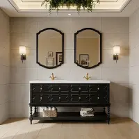 360Home Ensemble lavabo en grès fritté à poser, ensemble meuble-lavabo de salle de bains, ensemble de meubles de salle de bains moderne, avec trou pour robinetterie, noir, 130 × 55 cm /SJLSH/
