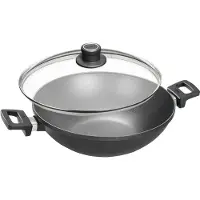 Woll WOK 1132, poêle à frire modèle WOK, diamètre maximal de 32 cm, en fonte/fonte d'aluminium, compatible avec les plaques à induction, revêtement antiadhésif, avec couvercle inclus