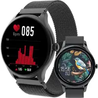 Forever Montre Connectée pour femme avec bracelet sport ForeVive 3 SB-340 Bluetooth, contrôle de la musique, podomètre etc. IP68, Montre fitness, Noir élancé