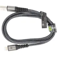 Goobay Câble Lightning vers USB-A en tissu avec connecteurs métalliques, câble de connexion ultra-robuste pour Apple iPhone, iPad, iPod, AirPod, protection anti-pli optimisée, 1 mètre