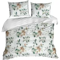Eurofirany | Parure de lit - Housse de coussin - 160 x 200 cm - blanc - vert - 100 % coton - linge de lit - à motifs floraux