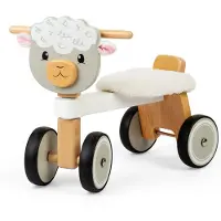 Bigjigs Porteur en bois - - Ride On Sheep - 4 roues - Siège doux - Bois certifié FSC