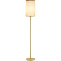 HOMCOM Lampadaire design 40 W max. piètement mât acier doré abat-jour lin crème dim. 25,5 x 25,5 x 157 cm doré et beige
