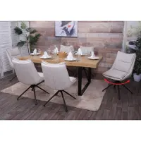 Mendler Lot de 6 chaises de salle à manger HWC-N71 pivotante tissu/Textile (420 g/m²) Öko-Tex crème-beige