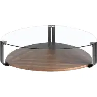 ANGEL CERDA SL Angel Cerdá Table basse triangulaire verre trempé, acier noir et noyer 2055