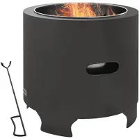 Outsunny Brasero extérieur portable avec tisonnier - Ø 45 cm - acier inox métal noir