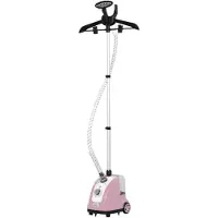 HOMCOM Défroisseur vapeur vertical défroisseur à vêtements 1,4 L 1950 W débit vapeur 32g/min tige telescopique rose noir