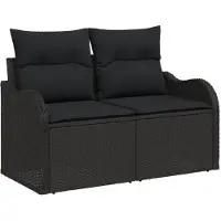 vidaXL Ensemble de canapé de jardin avec coussins avec coussins 9 pcs noir Poly rotin