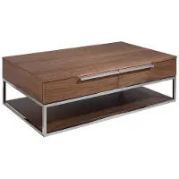 Angel Cerdá - Table basse rectangulaire en noyer et acier chromé - Table basse moderne et fonctionnelle - Table d’appoint pour salon avec rangement - 120 x 70 x 37 cm